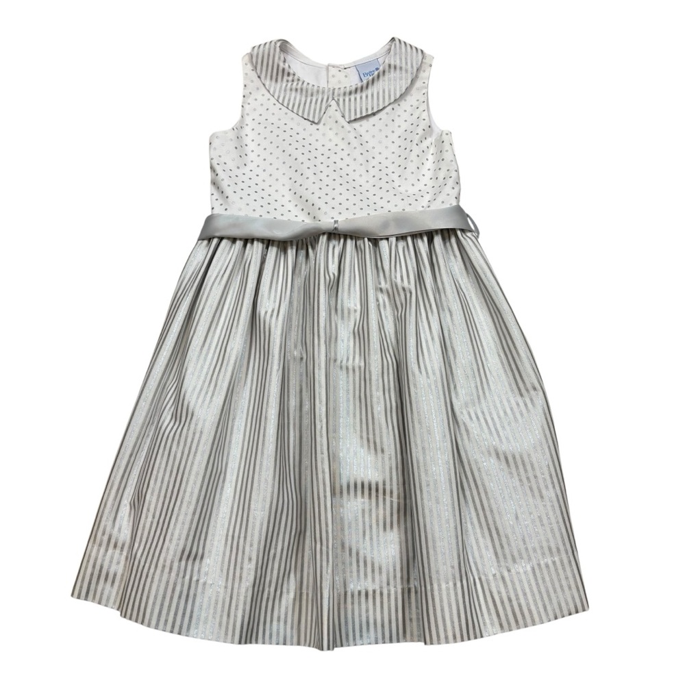 Girl’s The Bailey Boys Collared‎ Silver and White Sleeveless Dress Size 6X
